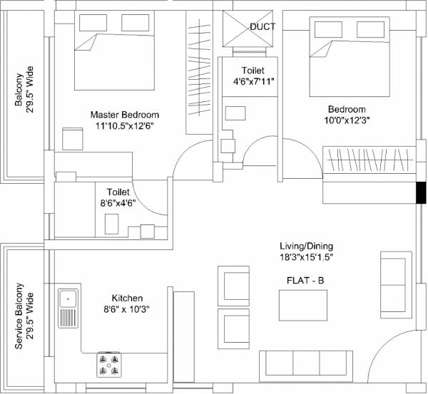 Handsel Constructions Pragya (2BHK+2T (1,132 sq ft) 1132 sq ft)