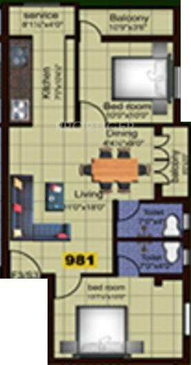 AGP Samrudham (2BHK+2T (981 sq ft) 981 sq ft)