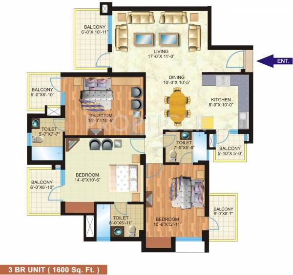 KLJ Heights (3BHK+3T (1,600 sq ft) 1600 sq ft)