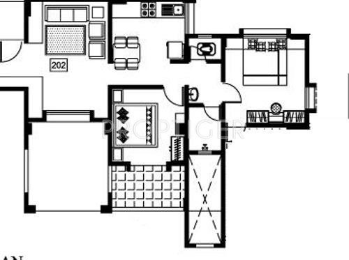 BU Bhandari Ekta Residency Floor Plan (2BHK+1T)