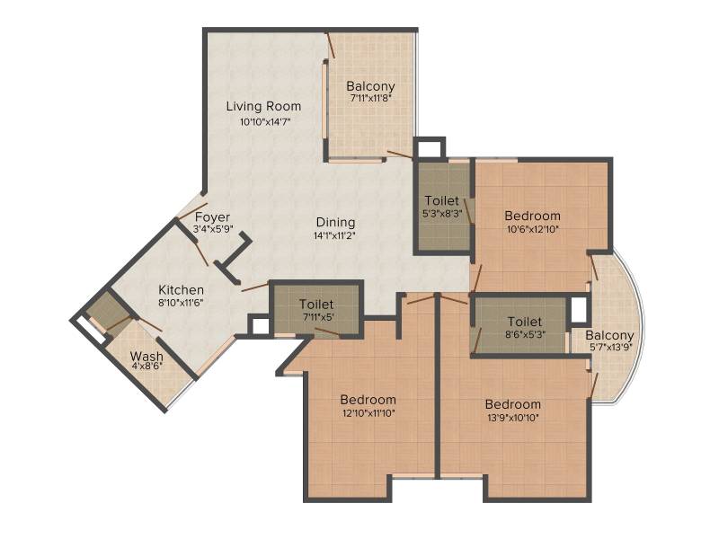 Trinity Jupiter (3BHK+3T (1,765 sq ft) + Servant Room 1765 sq ft)