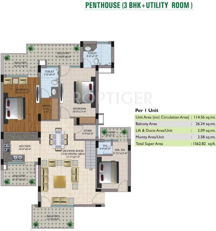 Skyhigh Prime Residency (3BHK+3T (2,357 sq ft) 2357 sq ft)
