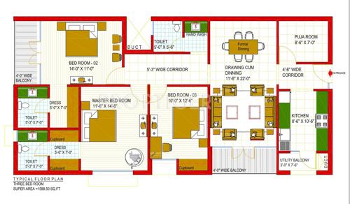 Vision Nirwana Greens (3BHK+3T (1,588 sq ft) + Servant Room 1588 sq ft)
