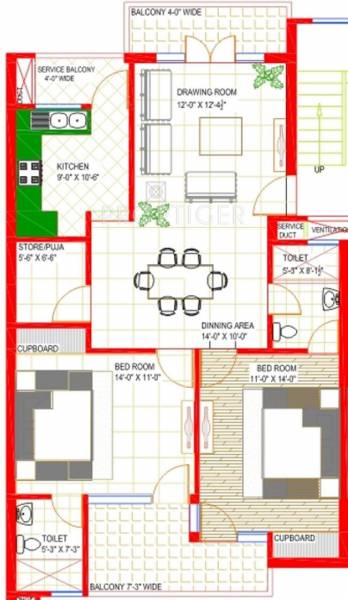 Vision Nirwana Greens 2 (2BHK+2T (1,232 sq ft) + Pooja Room 1232 sq ft)