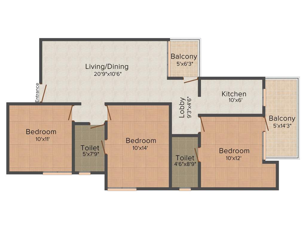 Vision Nirwana Greens 2 (3BHK+3T (1,595 sq ft) + Pooja Room 1595 sq ft)