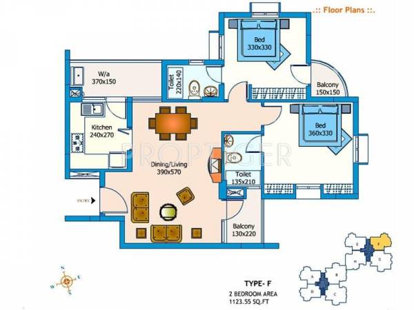 Trinity High Grove (2BHK+2T (1,123 sq ft) 1123 sq ft)