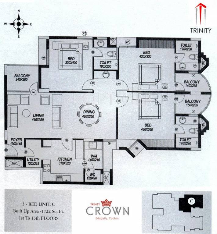 Trinity Crown (3BHK+3T (1,722 sq ft) 1722 sq ft) Trinity Crown (3BHK+3T (1,722 sq ft) 1722 sq ft)