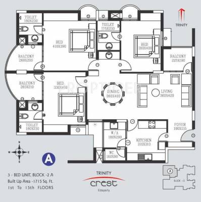 Trinity Crest (3BHK+3T (1,715 sq ft) 1715 sq ft)