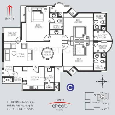 Trinity Crest (3BHK+3T (1,720 sq ft) 1720 sq ft)