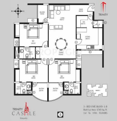 Trinity Castle (3BHK+3T (1,765 sq ft) 1765 sq ft)