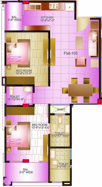 Bahubali Residency 1 (2BHK+1T (1,114 sq ft) 1114 sq ft)