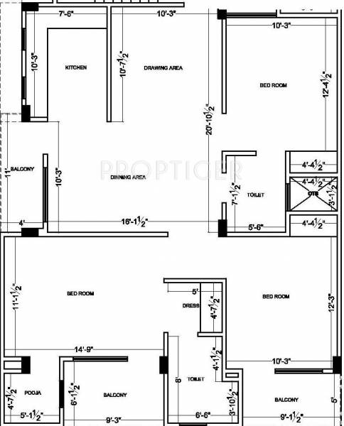Bahubali Residency II (3BHK+3T (1,700 sq ft) 1700 sq ft)