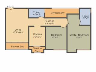 Rustomjee Urbania Azziano (2BHK+2T (1,075 sq ft) 1075 sq ft)
