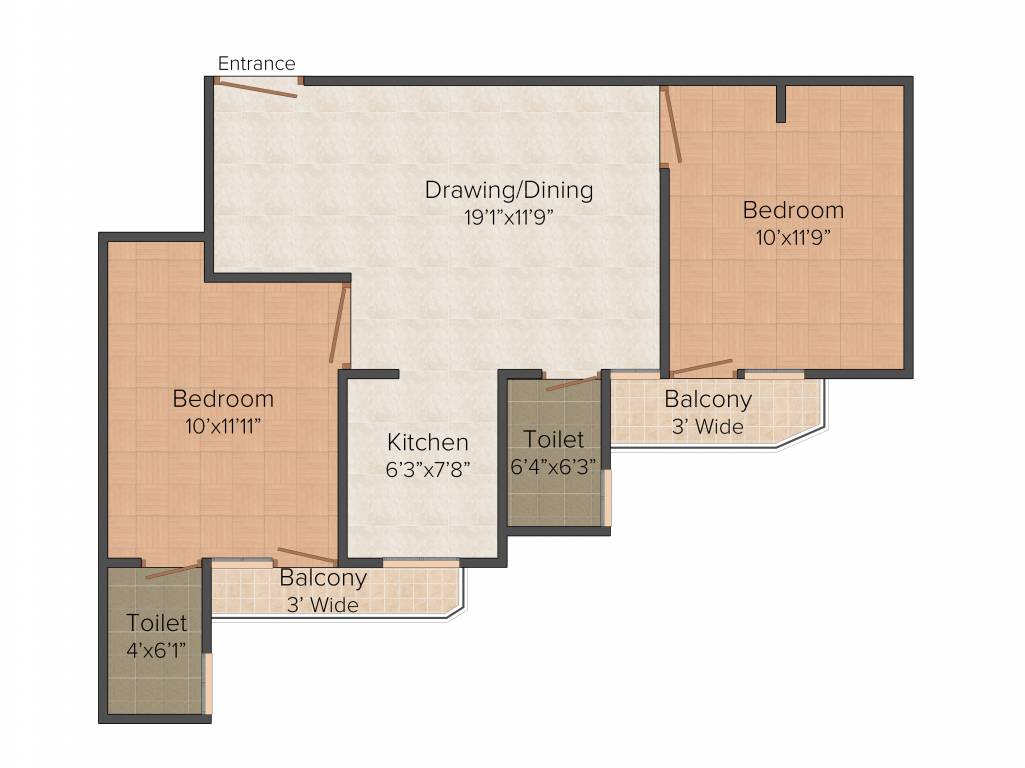 RLB Casa (2BHK+2T (842 sq ft) 842 sq ft)