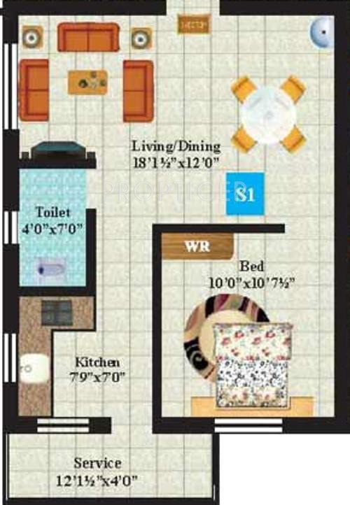 Anandam Platinum (1BHK+1T (621 sq ft) 621 sq ft)