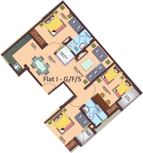 RLB Govind Kripa 2 (3BHK+2T (1,264 sq ft) 1264 sq ft)