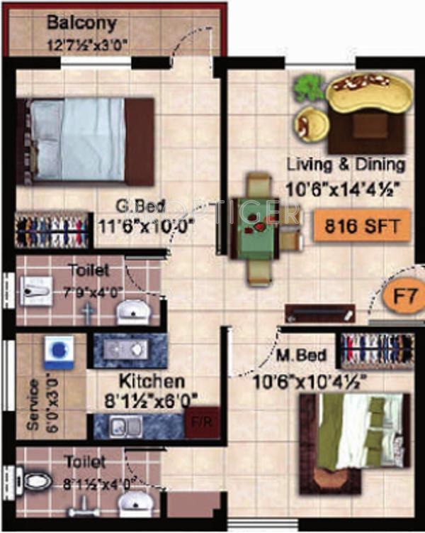 StepsStone Krishu (2BHK+2T (816 sq ft) 816 sq ft) StepsStone Krishu (2BHK+2T (816 sq ft) 816 sq ft)