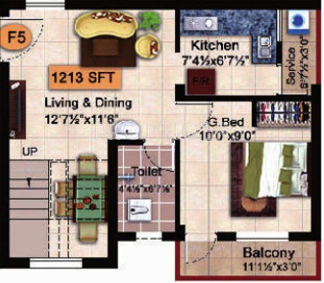 StepsStone Krishu (2BHK+2T (1,213 sq ft)   Study Room 1213 sq ft)
