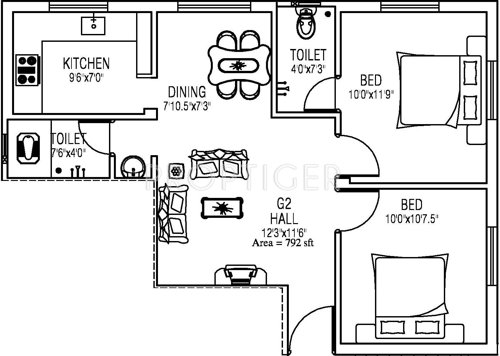 Vesta Vriksha (2BHK+2T (792 sq ft) 792 sq ft)