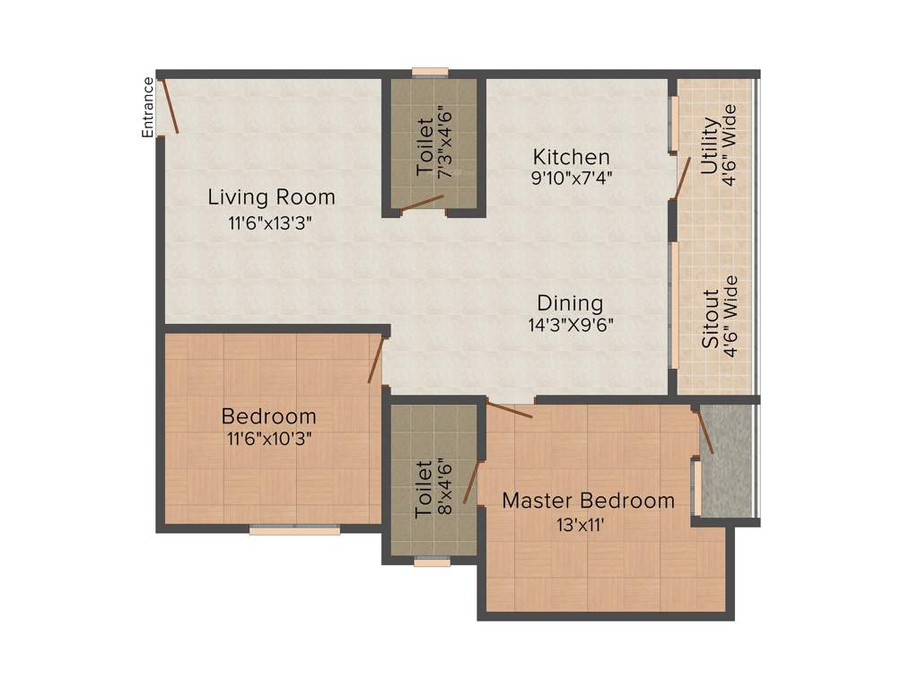 Saranya Shantiniketan (2BHK+2T (1,100 sq ft) 1100 sq ft)