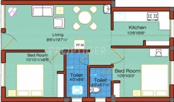 AGN Ramakrishna (2BHK+2T (695 sq ft) 695 sq ft)
