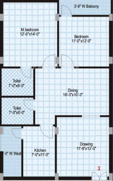 Technopolis Solitaire Lake View (2BHK+2T (1,275 sq ft) 1275 sq ft)