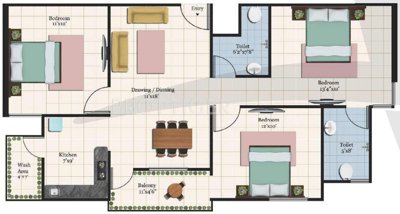 Belief Palm Crest (3BHK+2T (1,257 sq ft) 1257 sq ft)