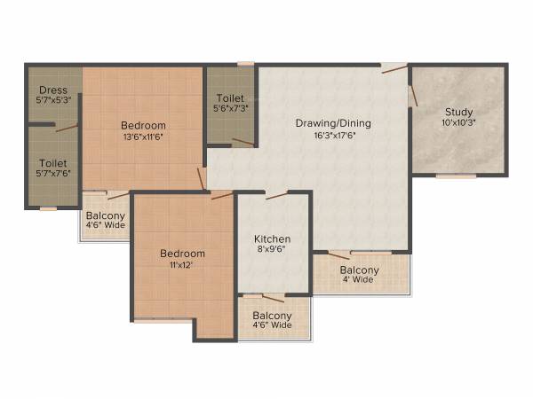 Eldeco Maple Heights (2BHK+2T (1,336 sq ft) + Study Room 1336 sq ft)