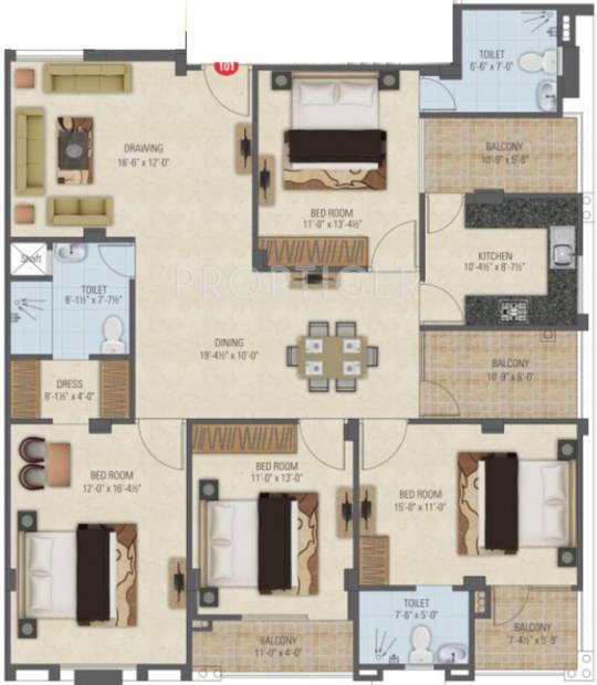 Parwani Chandra Prabha Residency (4BHK+3T (2,241 sq ft) 2241 sq ft)