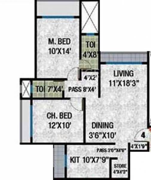 Neha Heena Elegance (2BHK+2T (1,110 sq ft) 1110 sq ft)