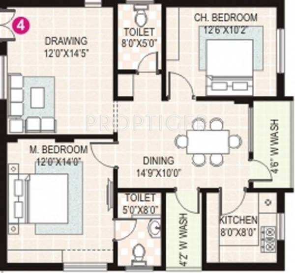 Technopolis Solitaire Harmony (2BHK+2T (1,180 sq ft) 1180 sq ft)