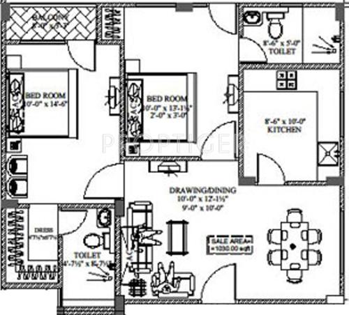 Parwani Om Residency (2BHK+2T (1,290 sq ft) 1290 sq ft)