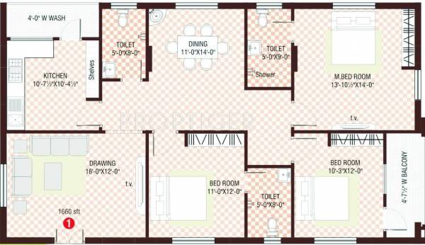 Technopolis Solitaire Raghavendra (3BHK+3T (1,510 sq ft) 1510 sq ft)