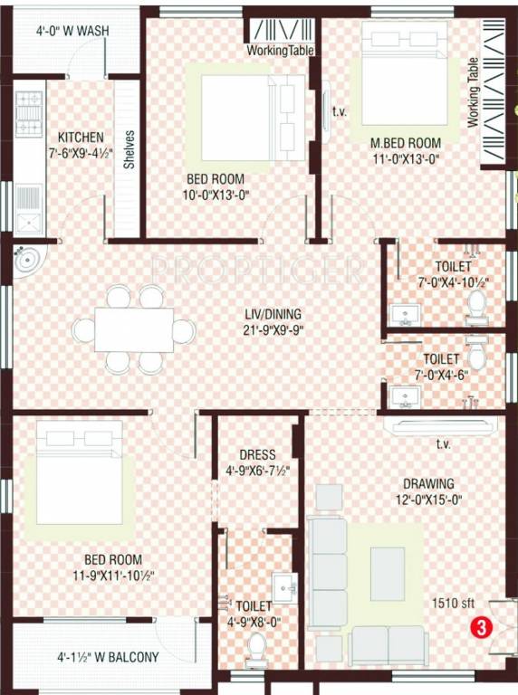 Technopolis Solitaire Raghavendra (3BHK+3T (1,660 sq ft) 1660 sq ft) Technopolis Solitaire Raghavendra (3BHK+3T (1,660 sq ft) 1660 sq ft)
