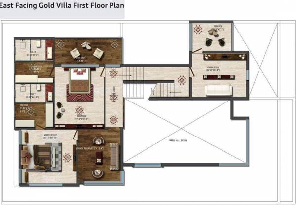 Vastu Developers Rameshwaram City Villa First Floor Plan (4BHK+7T (5,800 sq ft) + Servant Room 5800 sq ft)
