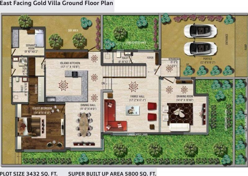 Vastu Developers Rameshwaram City Villa Ground Floor Plan (4BHK+7T (5,800 sq ft) + Servant Room 5800 sq ft)