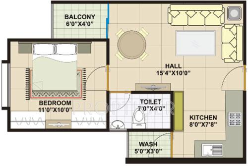 Vastu Platinum Paradise Tower (1BHK+1T (595 sq ft) 595 sq ft)