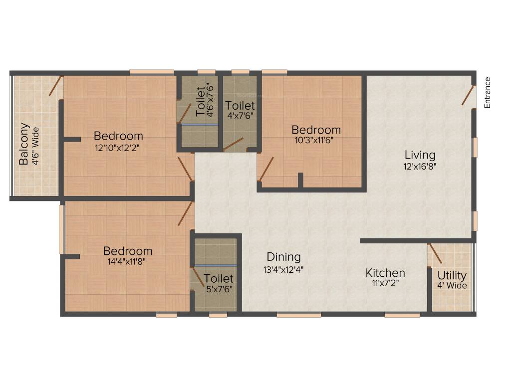 Fortuna Krrish (3BHK+3T (1,550 sq ft) 1550 sq ft)