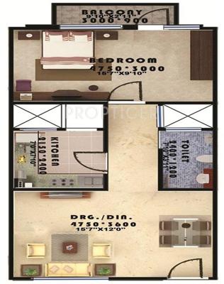 Seac Kuber Heights (1BHK+1T (731 sq ft) 731 sq ft)