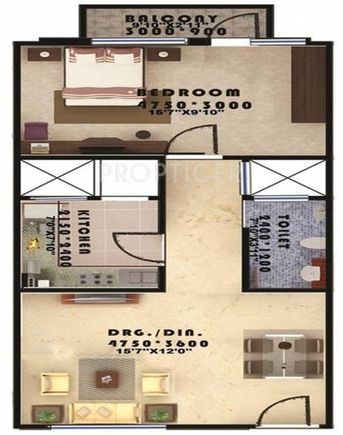 Seac Kuber Heights (1BHK+1T (731 sq ft) 731 sq ft)