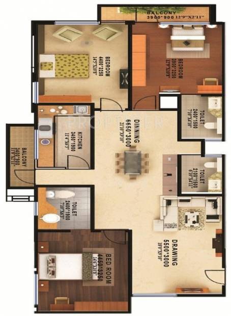 Seac Kuber Heights (3BHK+3T (1,587 sq ft) 1587 sq ft)