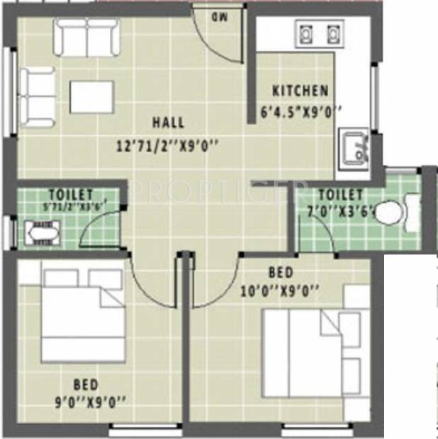  600  sq  ft  2 BHK  Floor Plan  Image Annai Builders Real 