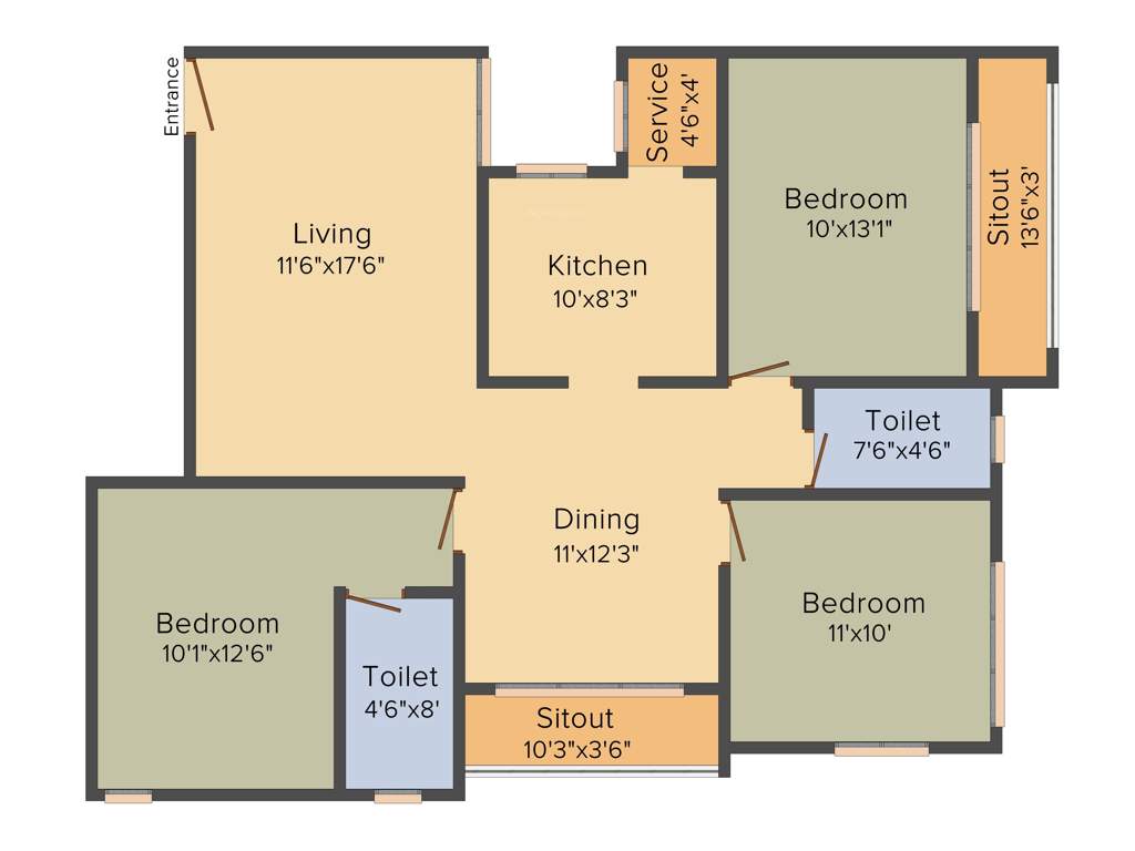 Kgeyes Padmalayam (3BHK+2T (1,410 sq ft) 1410 sq ft)