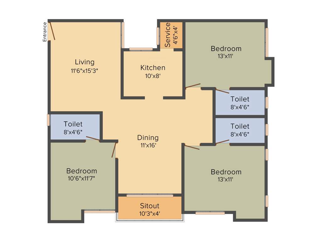 Kgeyes Padmalayam (3BHK+3T (1,519 sq ft) 1519 sq ft)