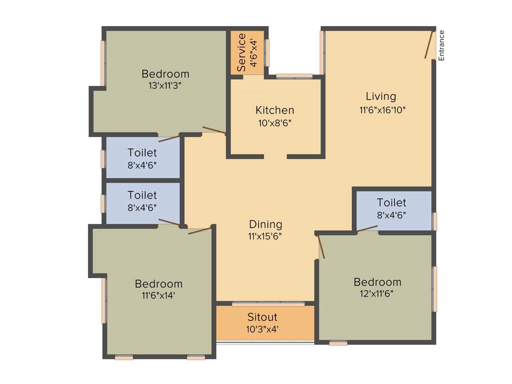 Kgeyes Padmalayam (3BHK+3T (1,591 sq ft) 1591 sq ft)