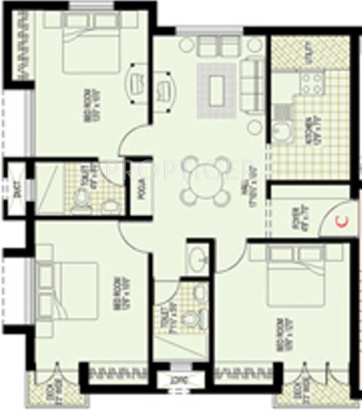 Amaar Ultra Amaar Avenue Phase 2 (3BHK+3T (1,140 sq ft) 1140 sq ft)