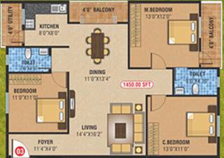 MBM Elite (3BHK+2T (1,450 sq ft) 1450 sq ft) MBM Elite (3BHK+2T (1,450 sq ft) 1450 sq ft)