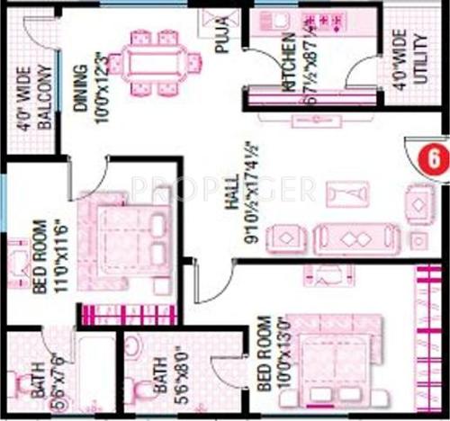 Fortune Imperial Fortune Hillview (2BHK+2T (900 sq ft) 900 sq ft)