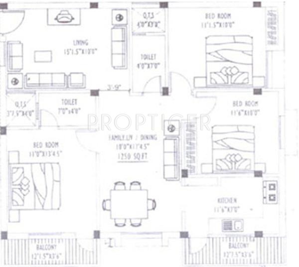Aswin Aswin Eve (3BHK+2T (1,250 sq ft) 1250 sq ft)