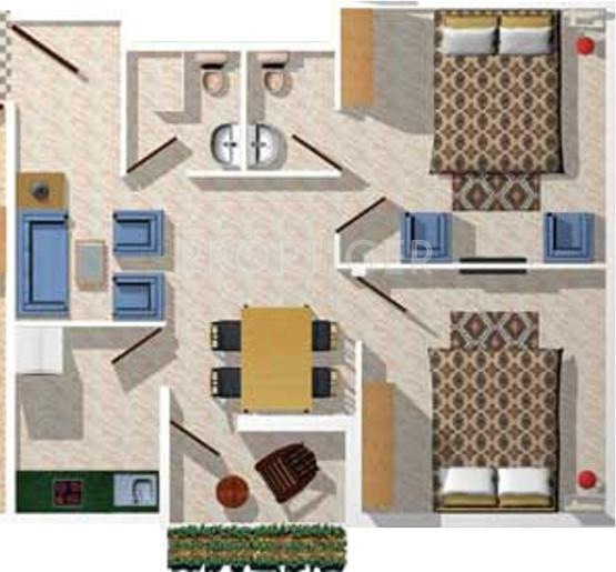 BGA Realtors Sparklin Residential Floor Plan (2BHK+2T)